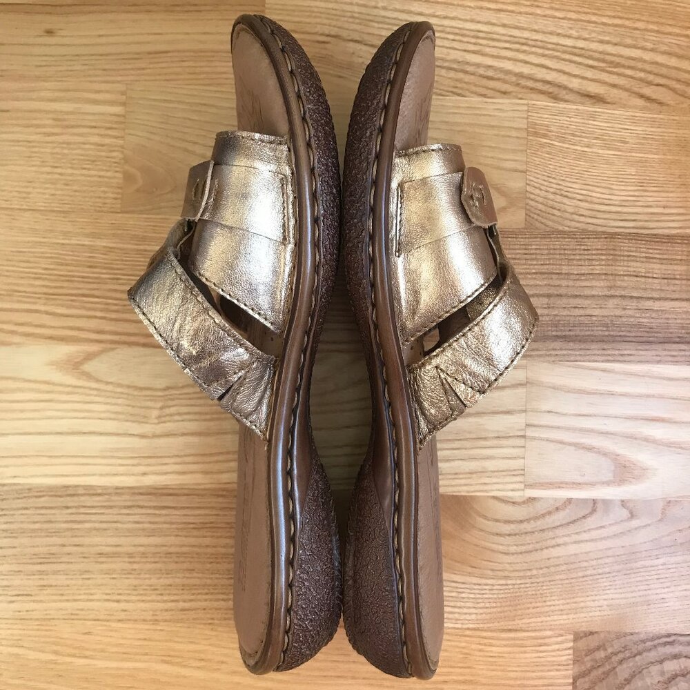 Born Gold Metallic Leather Boho Slide Comfort Sandals Woman’s 9 - Picture 6 of 7